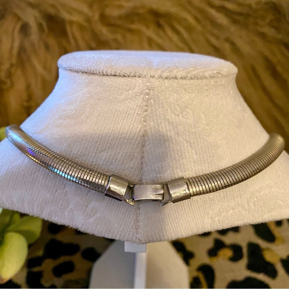 Vintage Silver Serpentine Statement Necklace - image 5